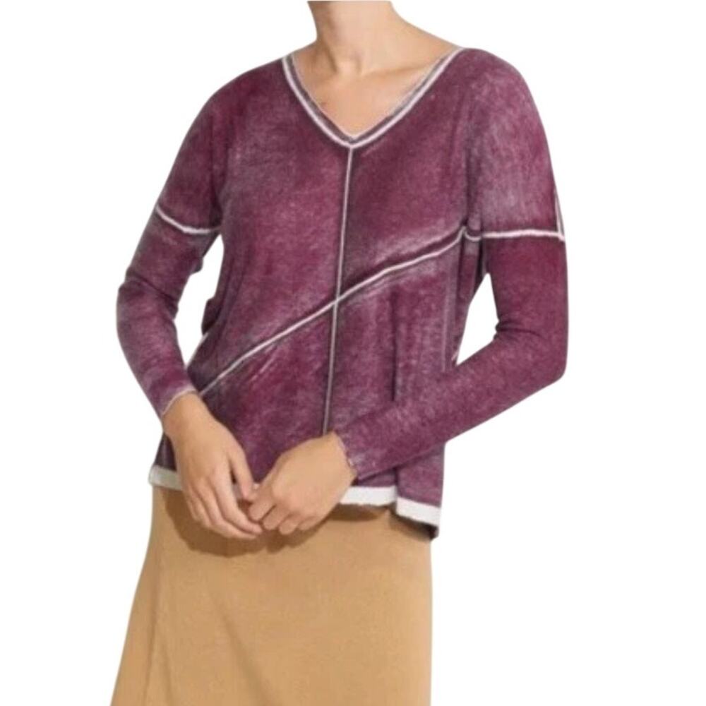 Kokun Cashmere Bamboo Long Sleeve Shirt Purple Womens M/L Art to Wear Lagenlook